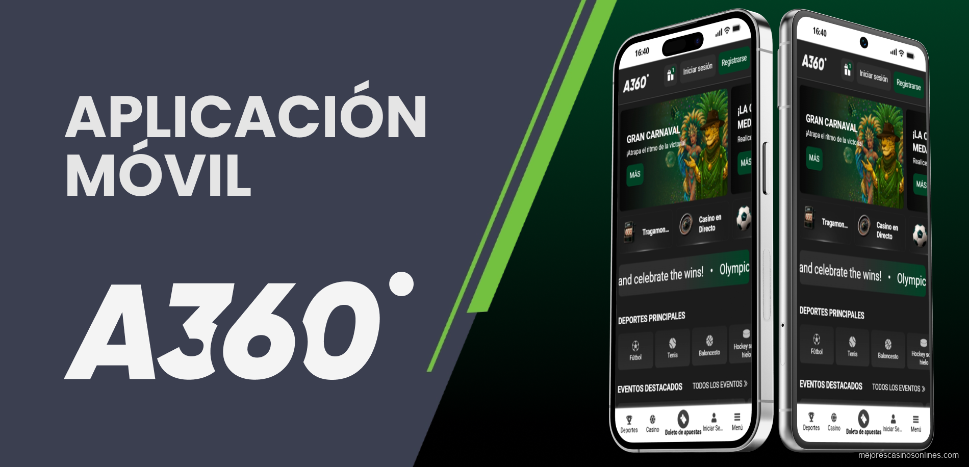 Plataforma adaptada para dispositivos móviles de Apuesta360 Argentina